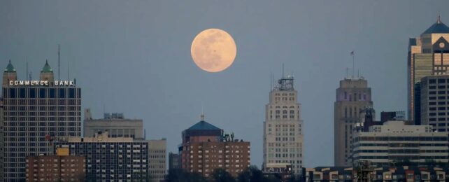 Moon over city