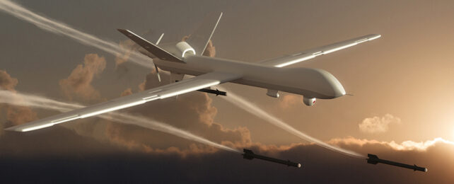 military unmanned aerial vehicle launching missiles