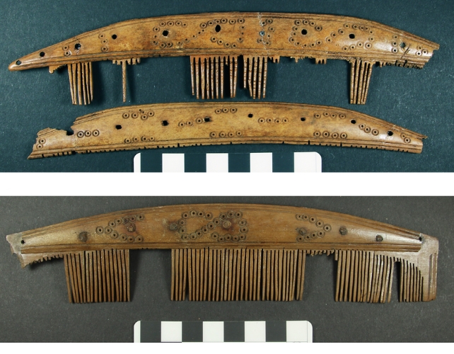 Images of 2 Viking-Age combs made of reindeer antler