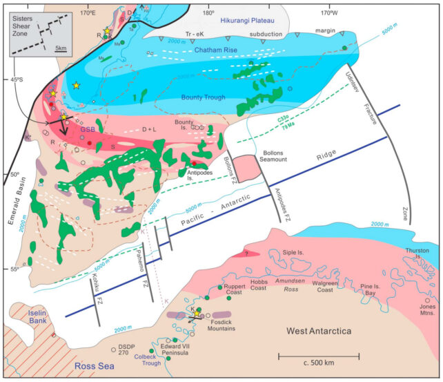 Map of Zealandia breaking from West Antarctica