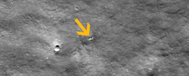 New crater on moon highlighted by an arrow