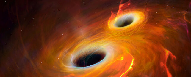 artist's depiction of merging black holes