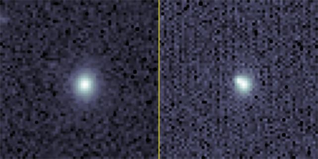 A before and after image of the galaxy where SN2023tyk occurred.