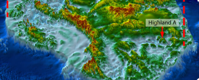 Topography of the landscape beneath Antarctica.