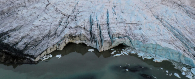 aerial shot of greenland's ice sheet