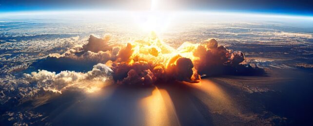Artist depiction of an explosion hitting Earth