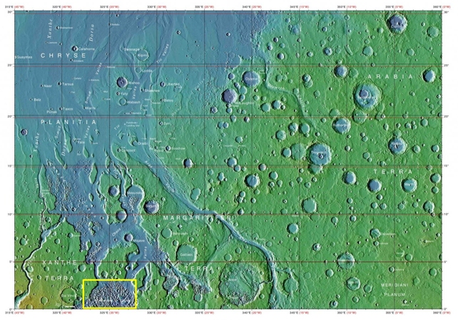 map of martian terrain