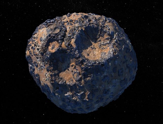 Asteroida przedstawiona na czarnym tle