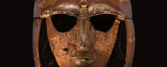 A reconstruction of a helmet found at the Sutton Hoo burial site