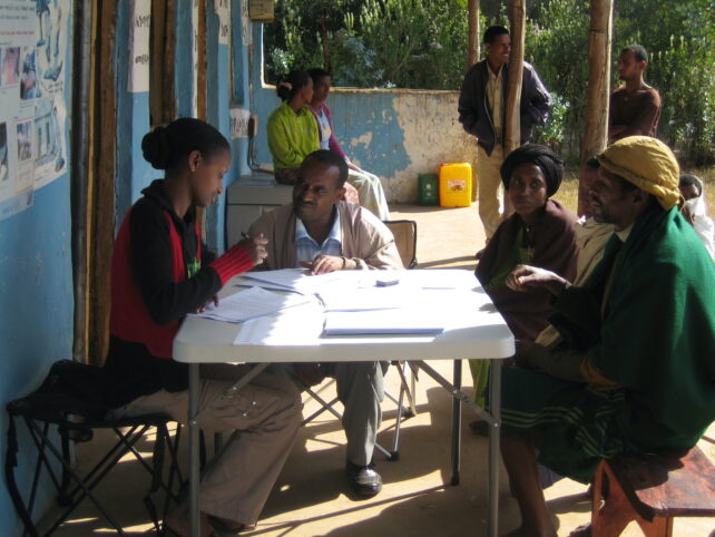researchers collect ethnographic information from study participants in Ethiopia