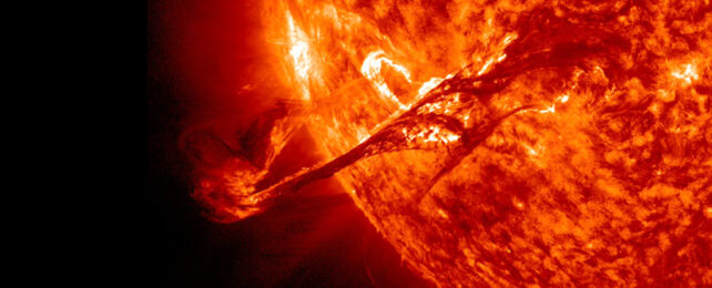 solar flare erupting from the sun