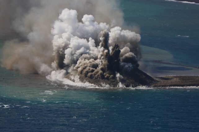 Smoke Plumes New Island Japan