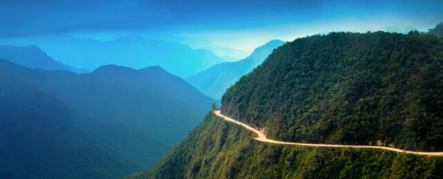 Mountain Road Against Blue Sky