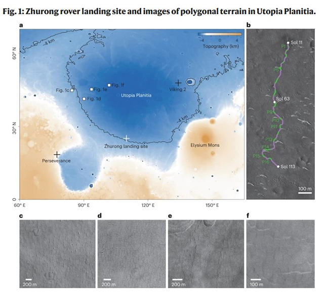 map of mars with zhurong landing site