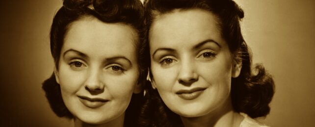 Identical Twins In Sepia Vintage Picture