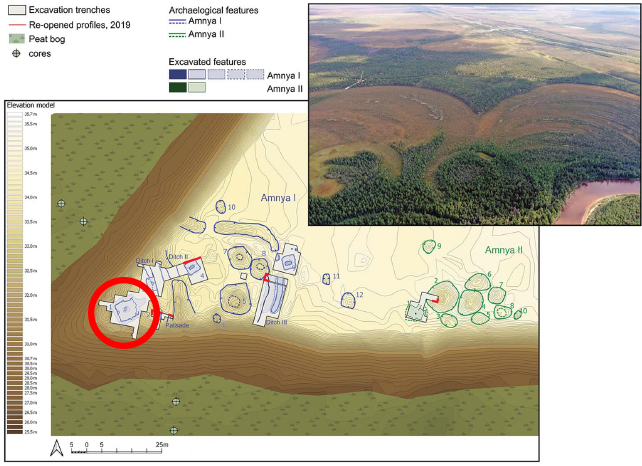 diagram and aerial view of Amnya settlements