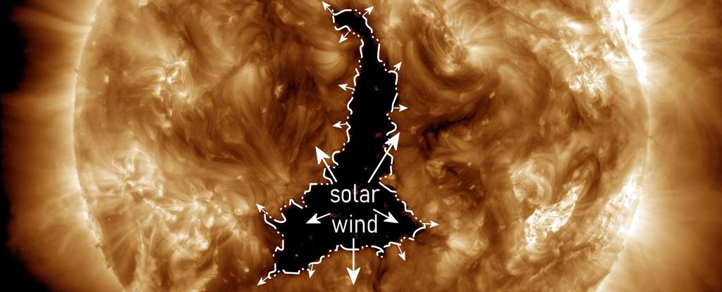 A gaping hole in the Sun larger than 60 globes blew solar wind directly toward us