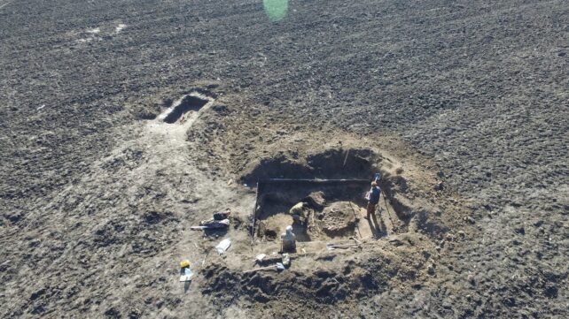 Aerial shot of the graveyard