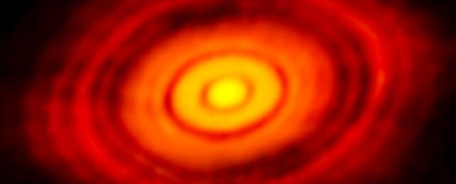 This ALMA image shows the protoplanetary disc surrounding the young star HL Tauri.