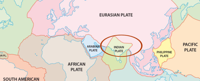 Schéma des plaques eurasienne et indienne