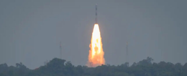 Indian rocket launching into the sky