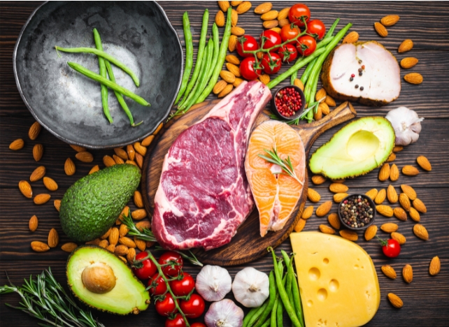 Food on a wooden bench