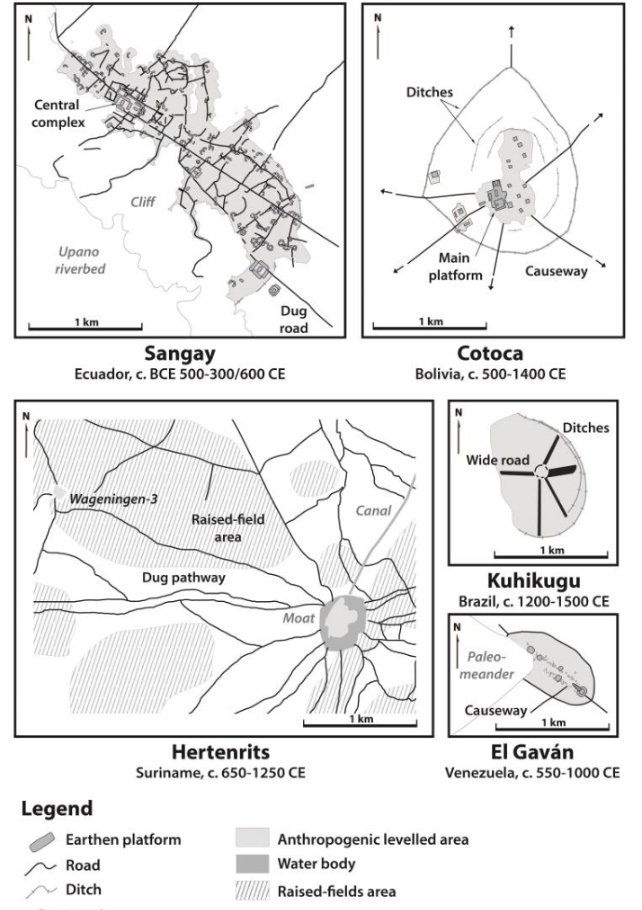 Comparison of one of the main Upano sites, Sangay, and four low-density urbanism sites in Amazonia