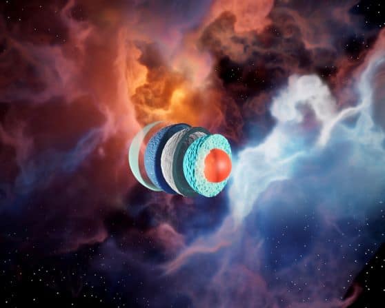 Illustration of neutron's stars' potential layers of matter.