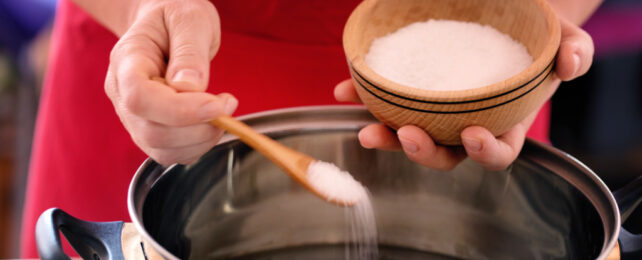 Salt being added to water