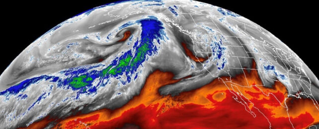 image of northern hemisphere in colours representing atmospheric streams