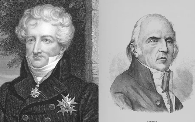 old lithograph sketches of cuvier and lamarck