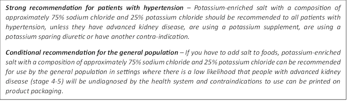 Suggested guidelines for salt consumption.