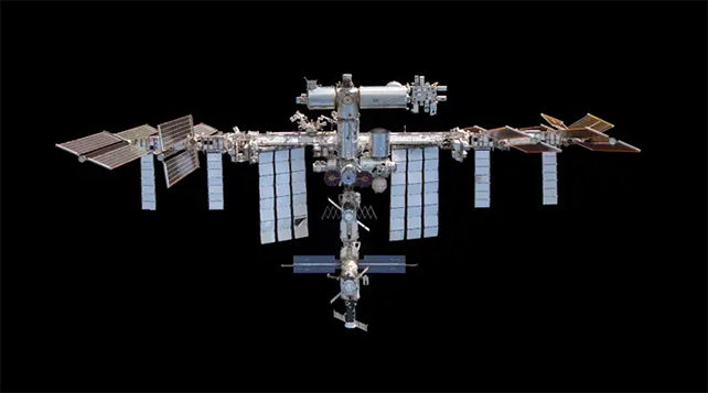 iss on black background