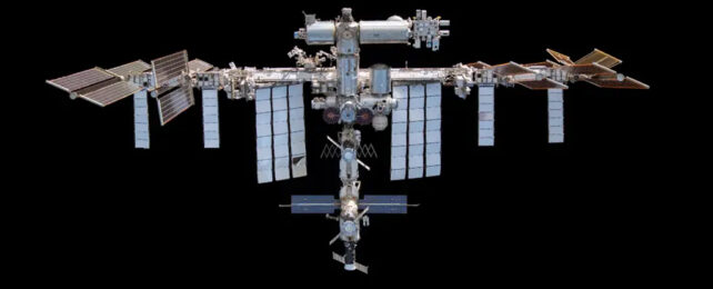 international space station on a black background