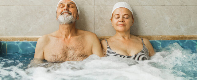 two people in a hot tub