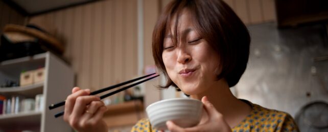 Japanese Woman Eating Food