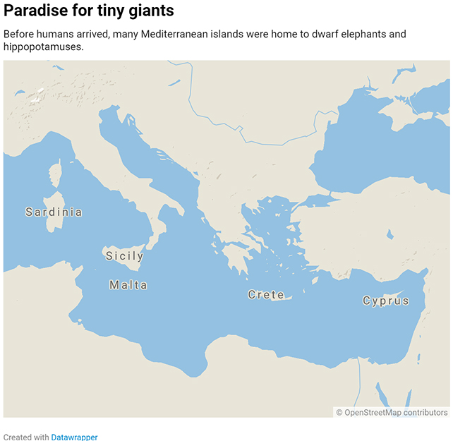 Mao of Mediterranean islands that were home to dwarf giants