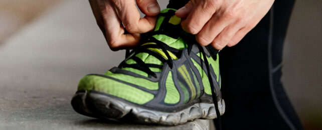 green running shoe