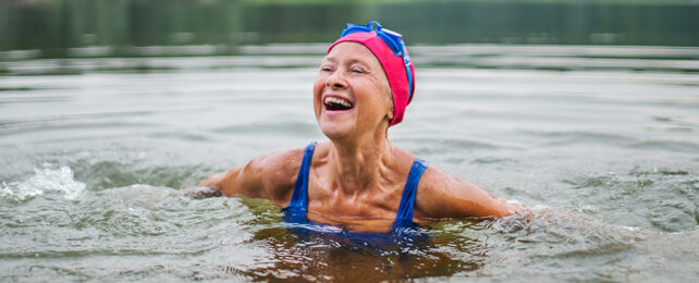Elderly woman swimming