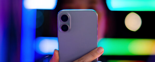 Looking at a phone