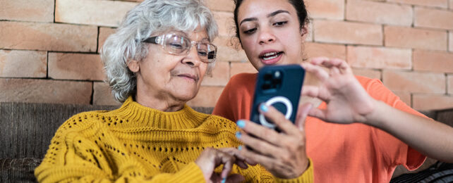Older person using a phone