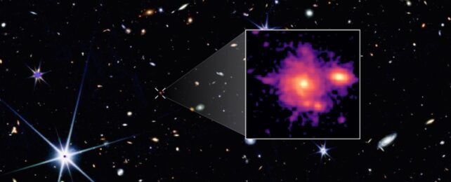 A bright pink galaxy