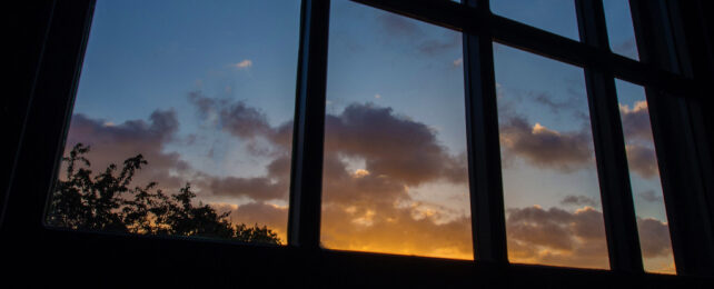 view of sunrise through a window