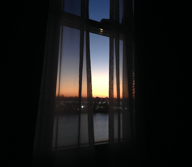 view of sunrise through a window