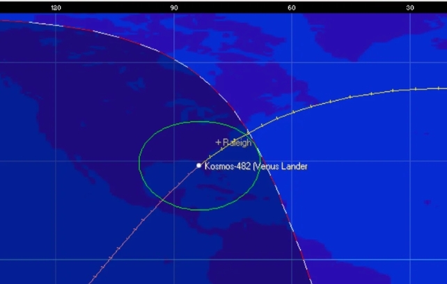 Blue map showing orbital pass