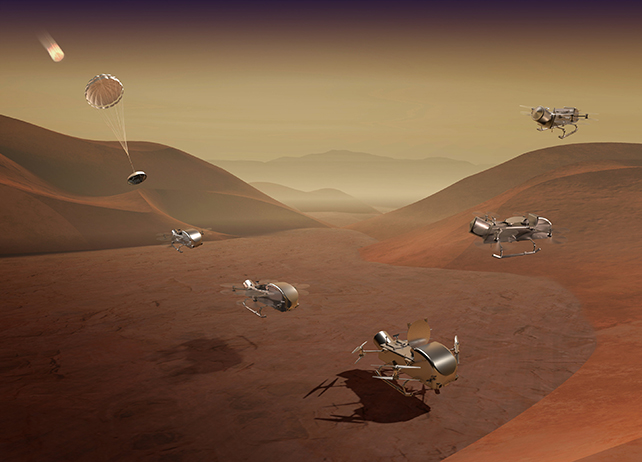 Dragonfly probe mission illustration