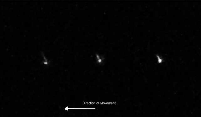 Three glowing sections in a dark sky