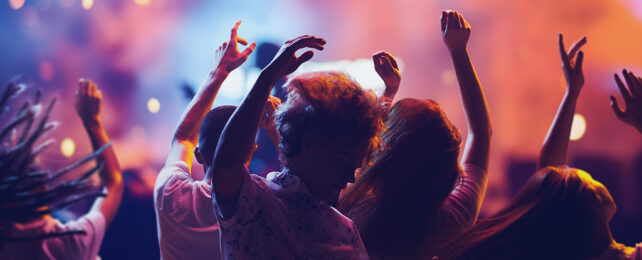 People dancing in a large room