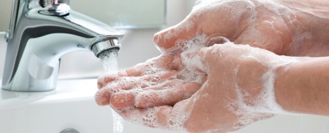 person washing their hands