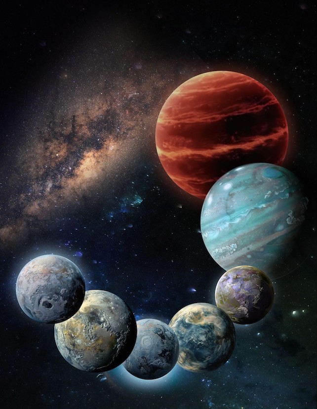 illustration comparing exoplanets of various masses